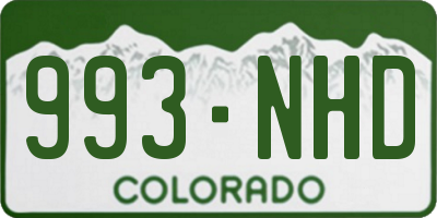CO license plate 993NHD