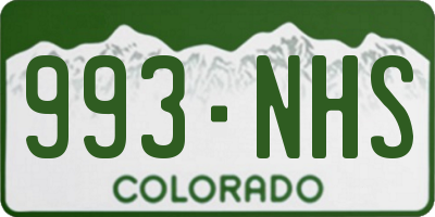 CO license plate 993NHS