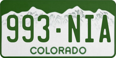 CO license plate 993NIA