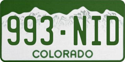CO license plate 993NID