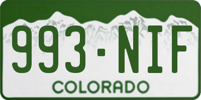 CO license plate 993NIF