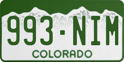 CO license plate 993NIM