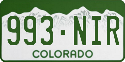 CO license plate 993NIR
