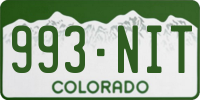 CO license plate 993NIT