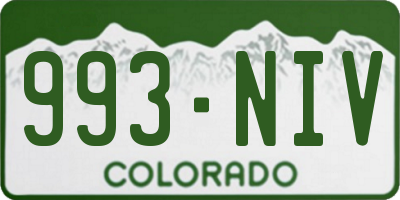 CO license plate 993NIV