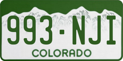 CO license plate 993NJI