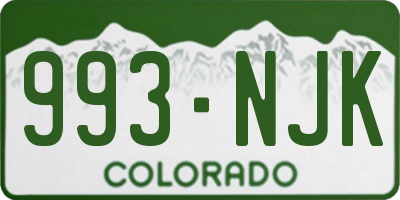 CO license plate 993NJK