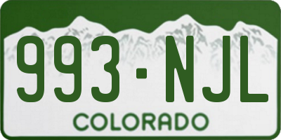CO license plate 993NJL