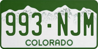 CO license plate 993NJM
