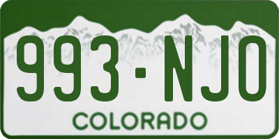 CO license plate 993NJO