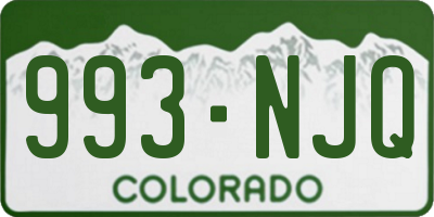 CO license plate 993NJQ