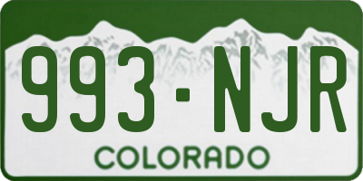 CO license plate 993NJR