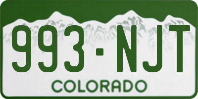 CO license plate 993NJT