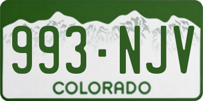 CO license plate 993NJV