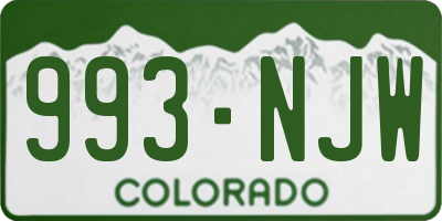 CO license plate 993NJW