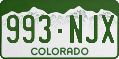CO license plate 993NJX