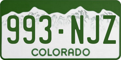 CO license plate 993NJZ