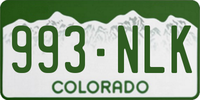 CO license plate 993NLK