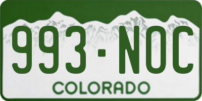 CO license plate 993NOC