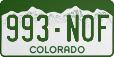 CO license plate 993NOF