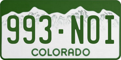 CO license plate 993NOI