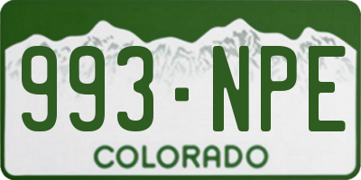 CO license plate 993NPE