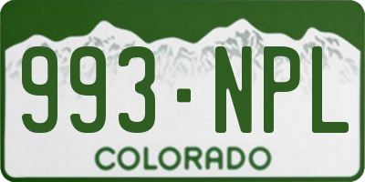 CO license plate 993NPL