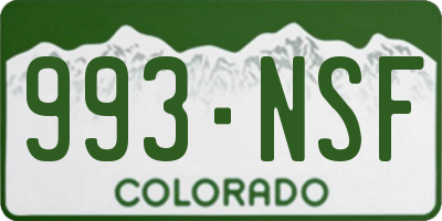 CO license plate 993NSF