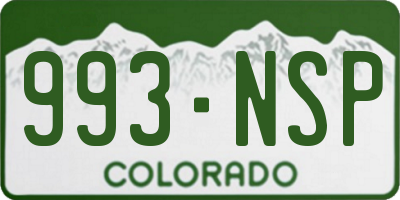 CO license plate 993NSP