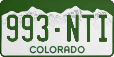 CO license plate 993NTI