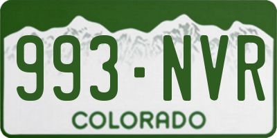 CO license plate 993NVR