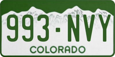 CO license plate 993NVY