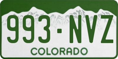 CO license plate 993NVZ