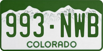 CO license plate 993NWB