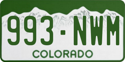 CO license plate 993NWM