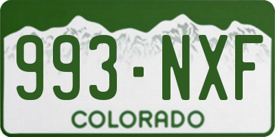 CO license plate 993NXF