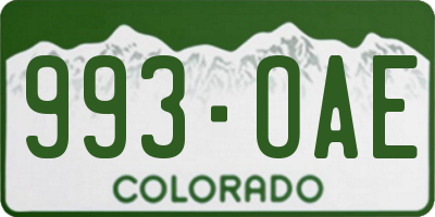 CO license plate 993OAE