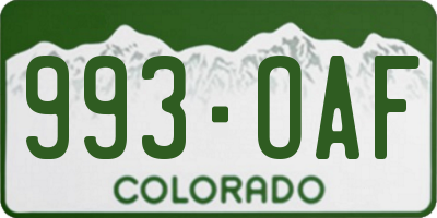 CO license plate 993OAF