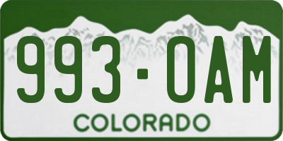 CO license plate 993OAM