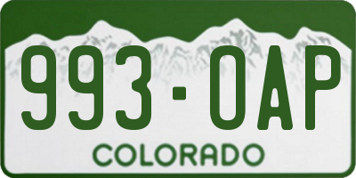 CO license plate 993OAP
