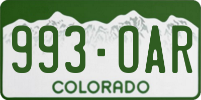 CO license plate 993OAR