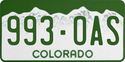 CO license plate 993OAS