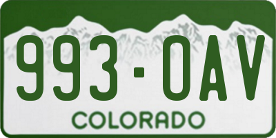 CO license plate 993OAV