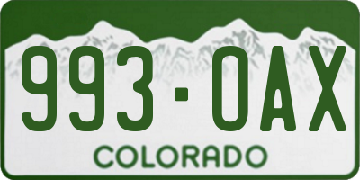 CO license plate 993OAX