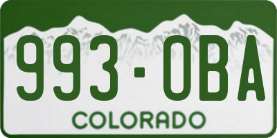 CO license plate 993OBA