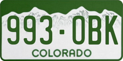 CO license plate 993OBK