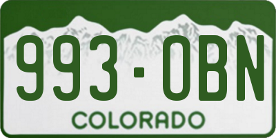 CO license plate 993OBN