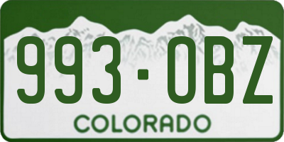 CO license plate 993OBZ