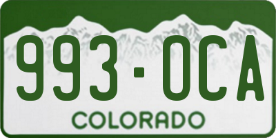 CO license plate 993OCA