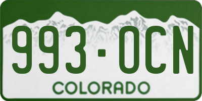 CO license plate 993OCN